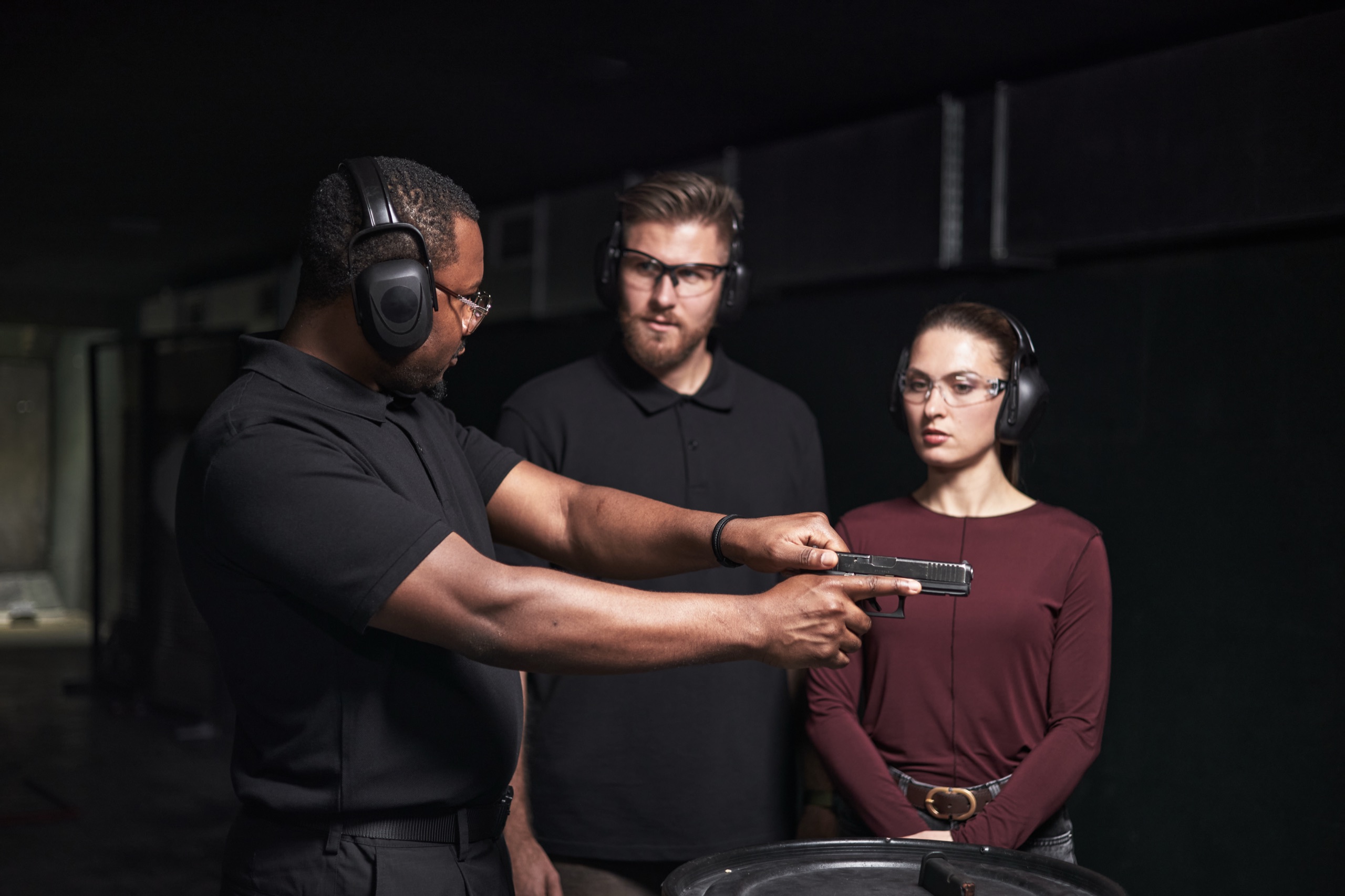 Firearm safety instruction at a firearms retailer